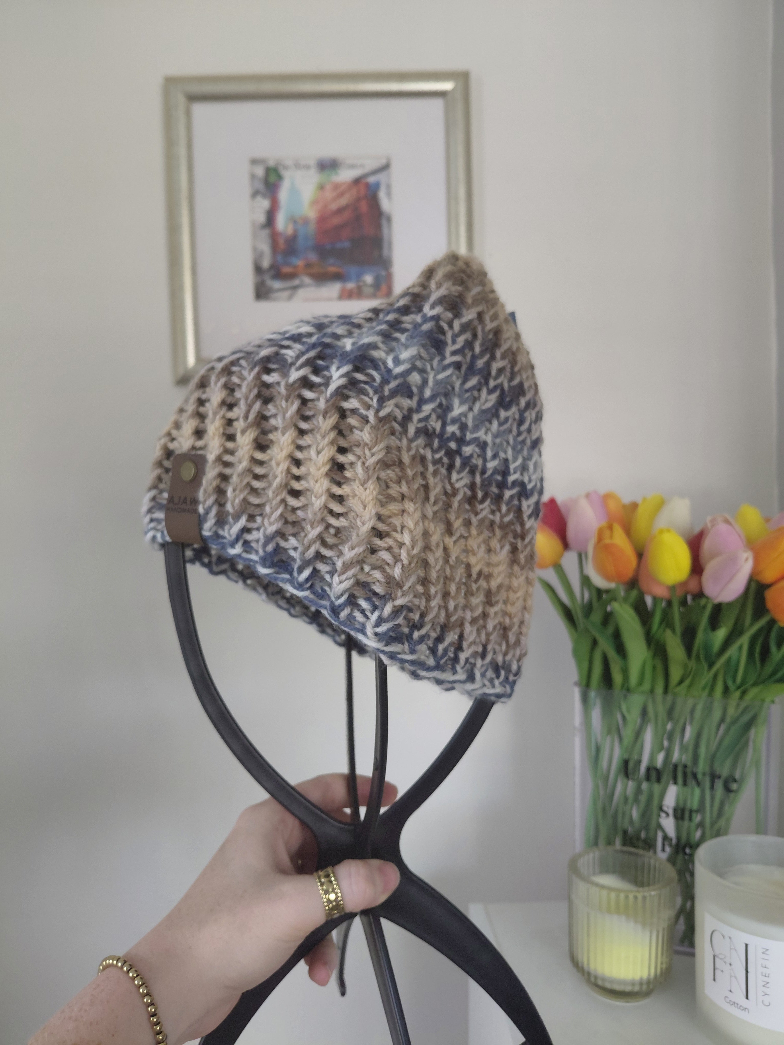 Classic knitted beanie - handmade adult warm hat