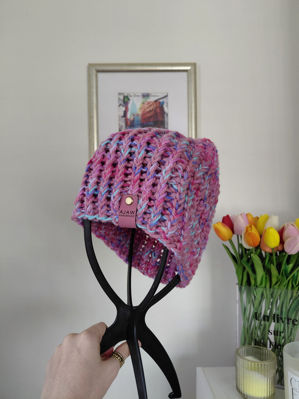 Classic knitted beanie - handmade adult warm hat