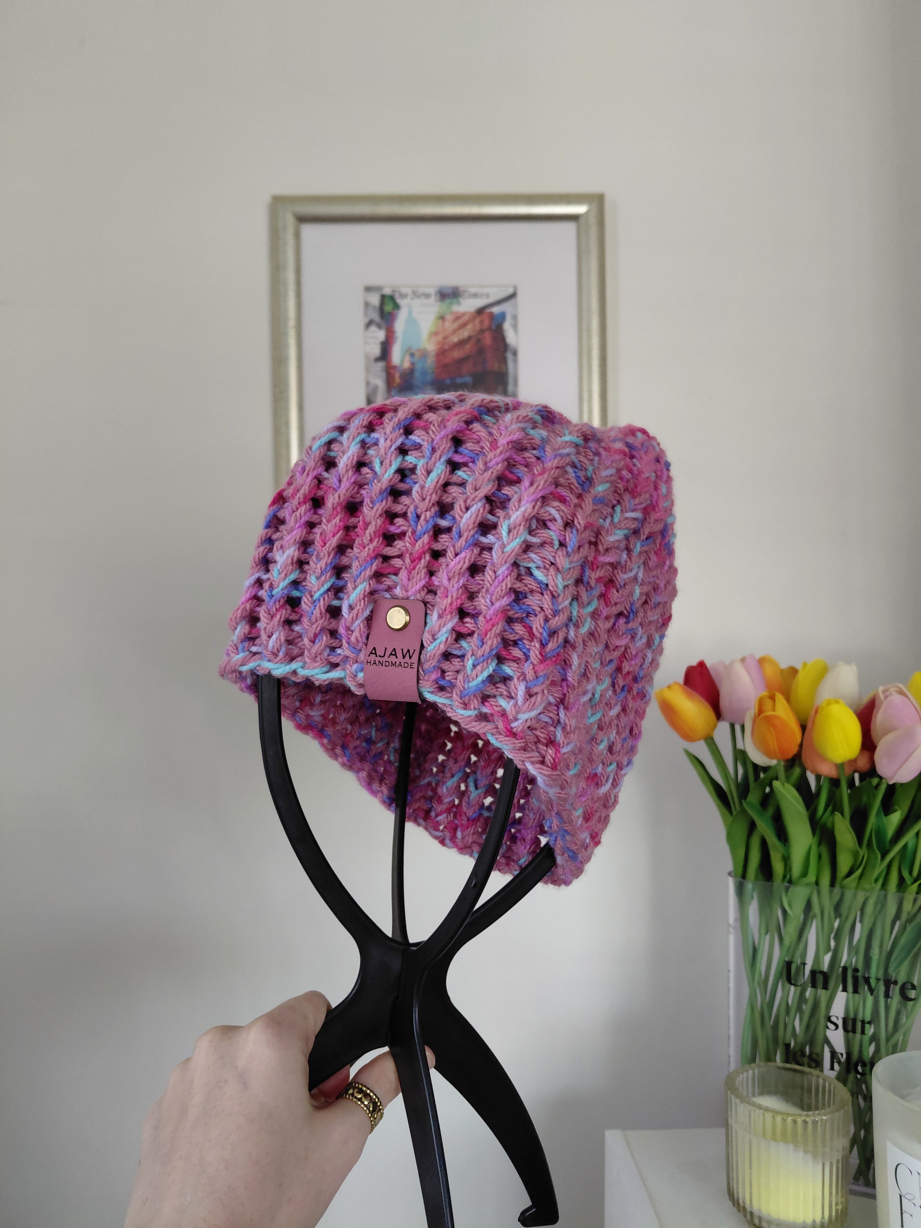 Classic knitted beanie - handmade adult warm hat