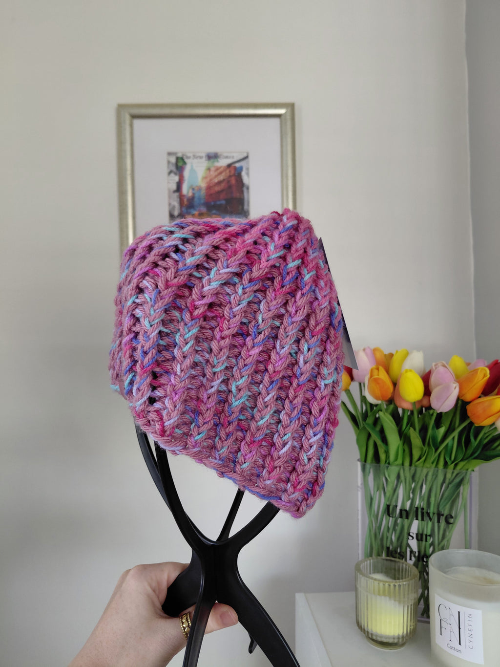 Classic knitted beanie - handmade adult warm hat