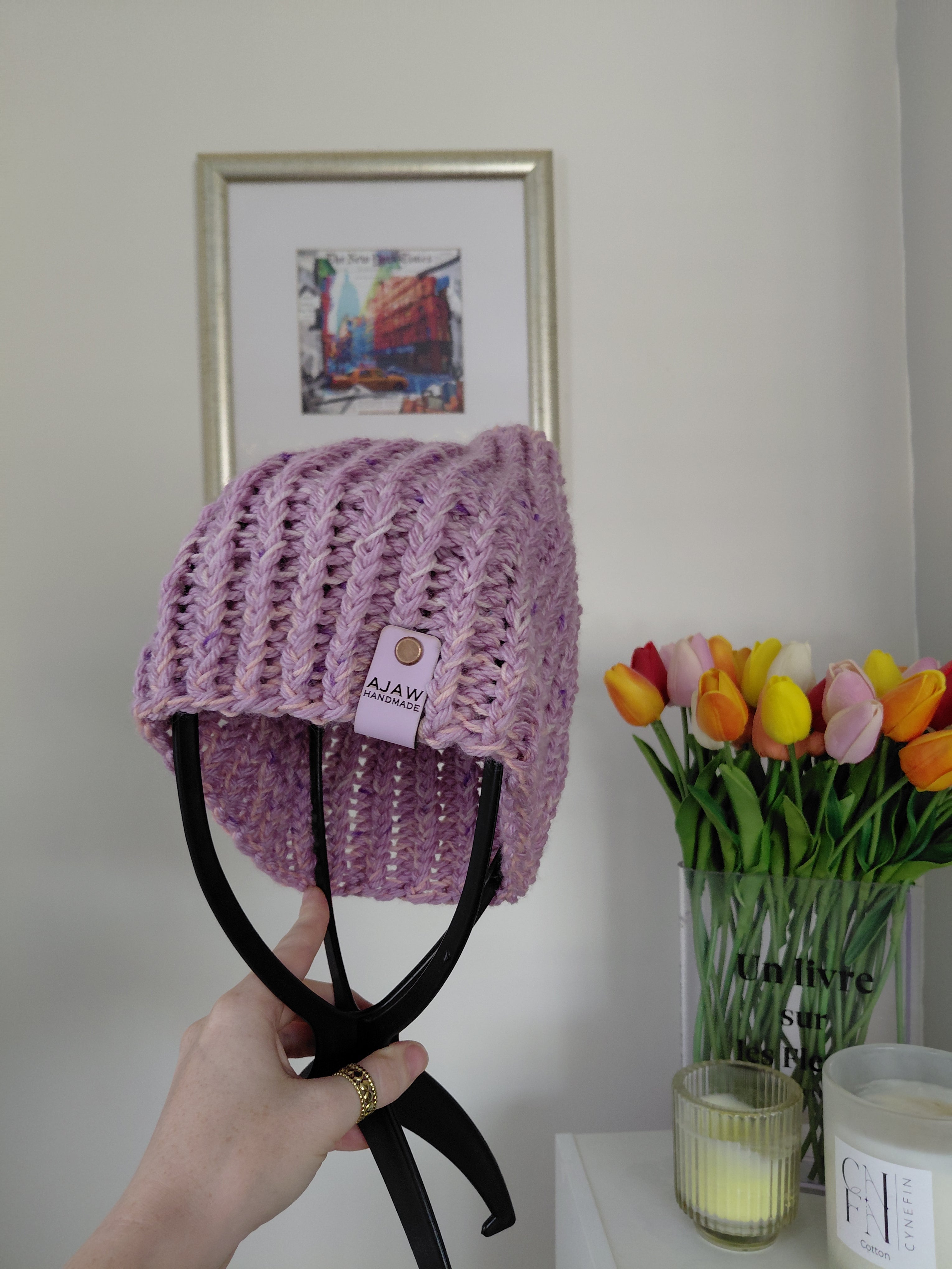 Classic knitted beanie - handmade adult warm hat