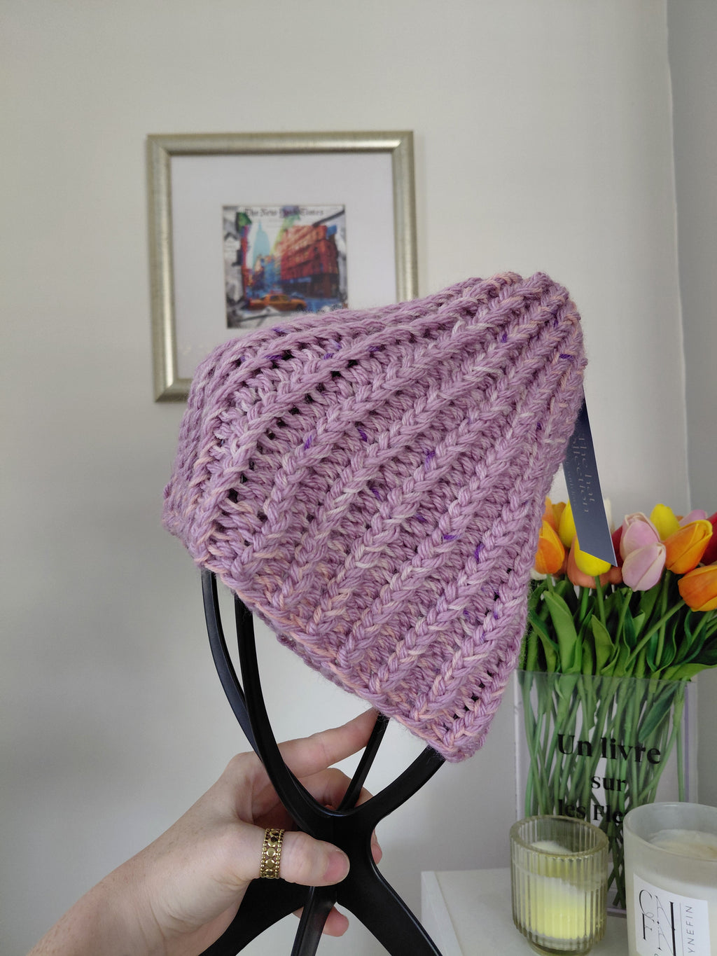 Classic knitted beanie - handmade adult warm hat
