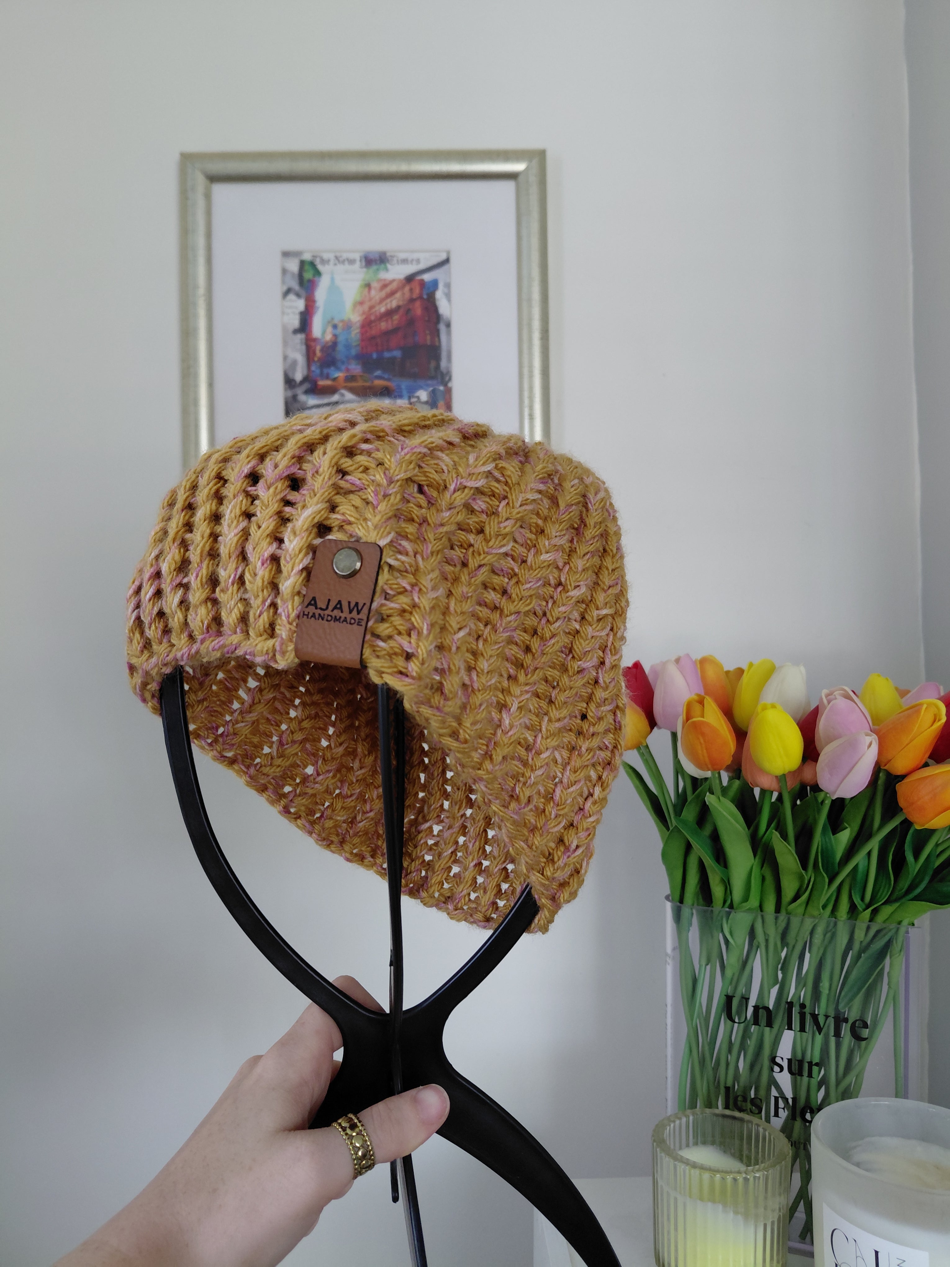 Classic knitted beanie - handmade adult warm hat