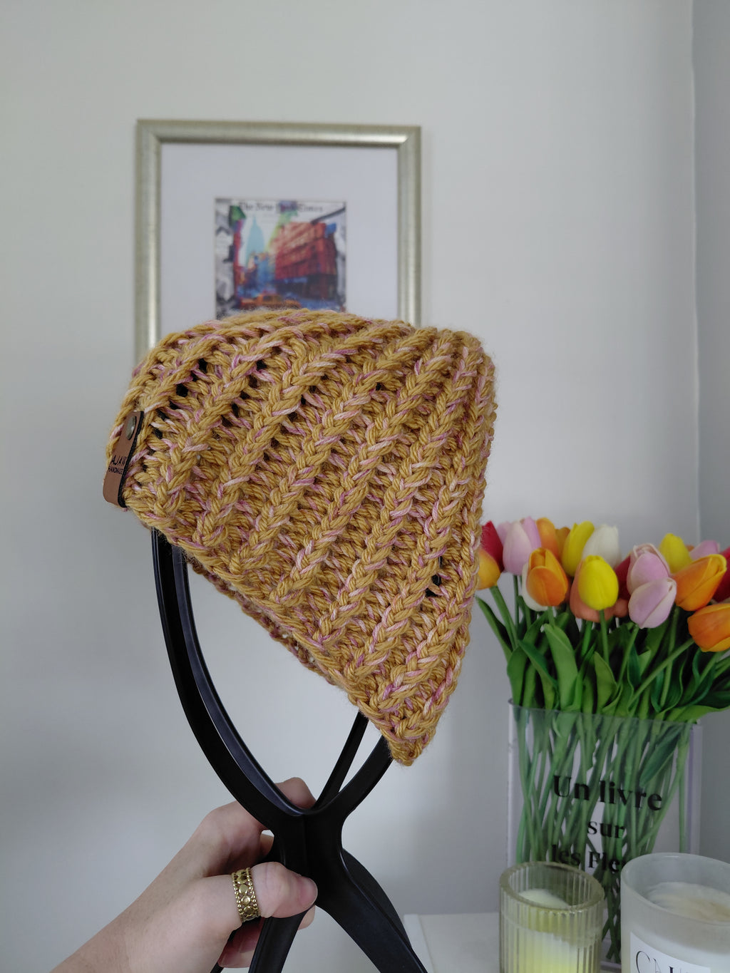 Classic knitted beanie - handmade adult warm hat
