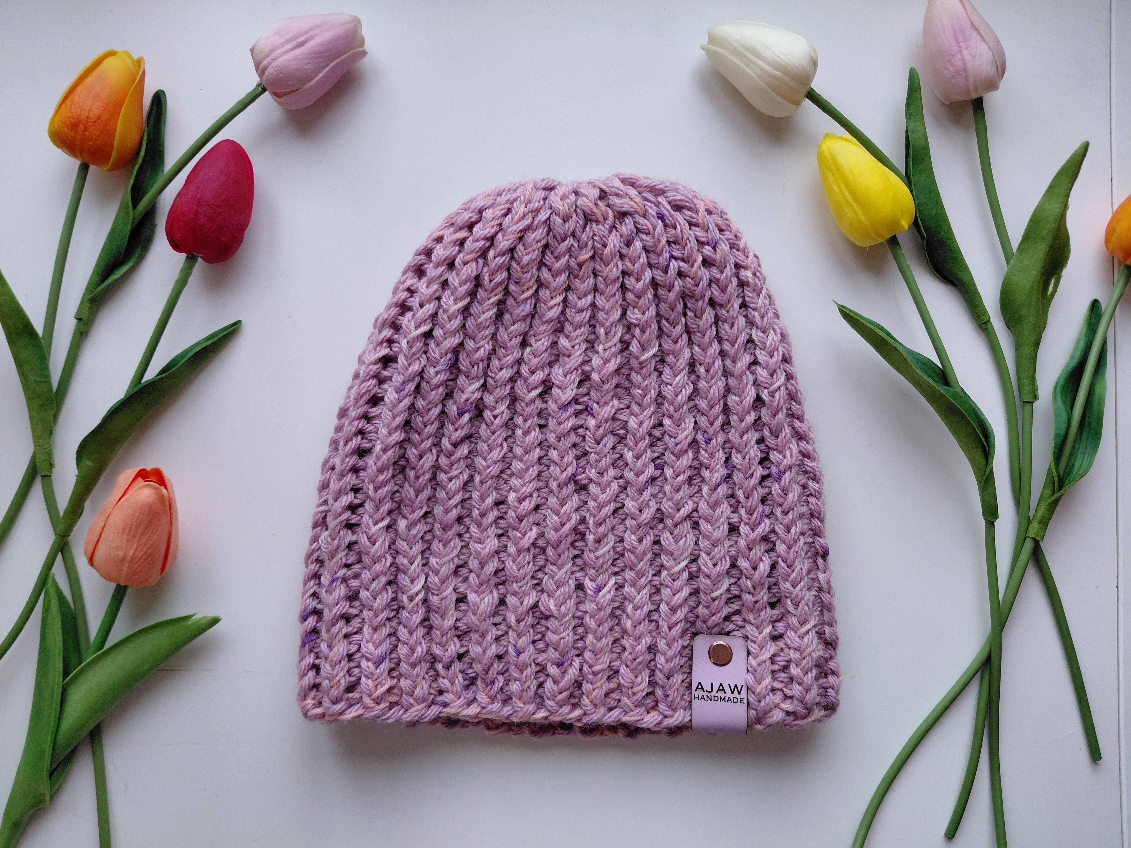 Classic knitted beanie - handmade adult warm hat