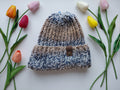 Chunky knitted beanie - with brim for extra warmth - handmade with love