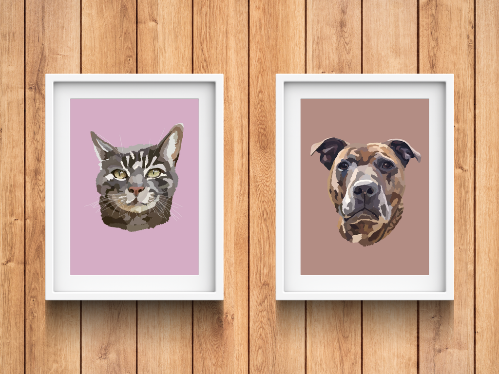 Custom pet portrait: personalised animal art (digital download)