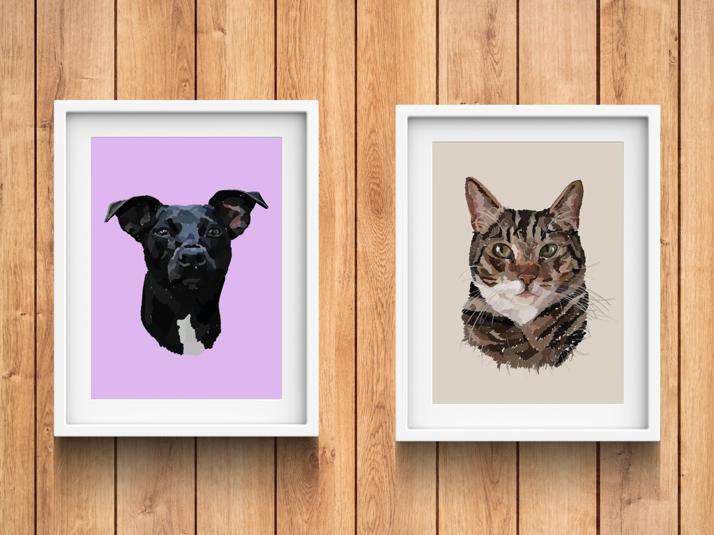 Custom pet portrait: personalised animal art (digital download)