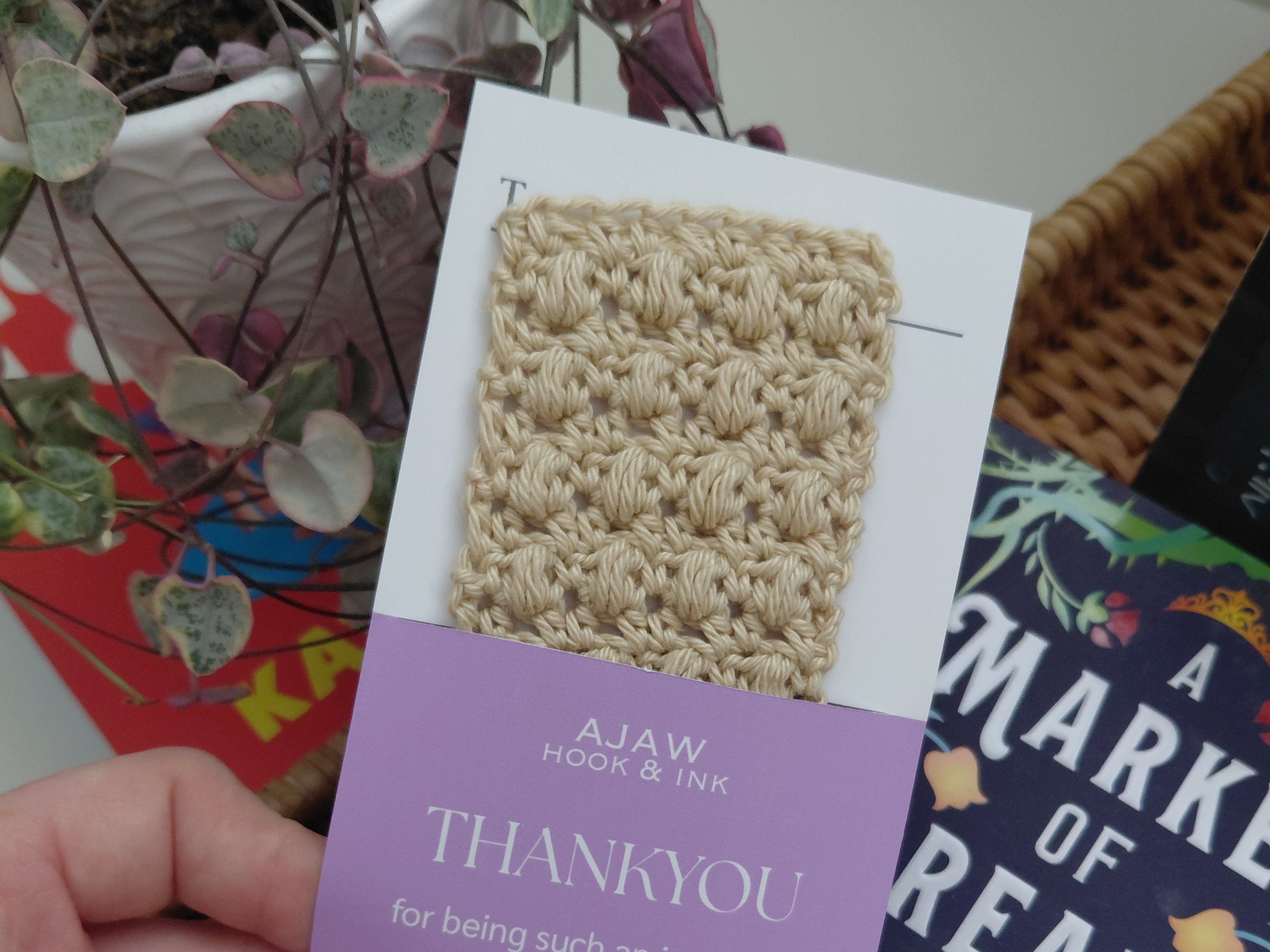 Bookmark - 100% cotton - crochet hand made page saver - great teacher appreciation gift
