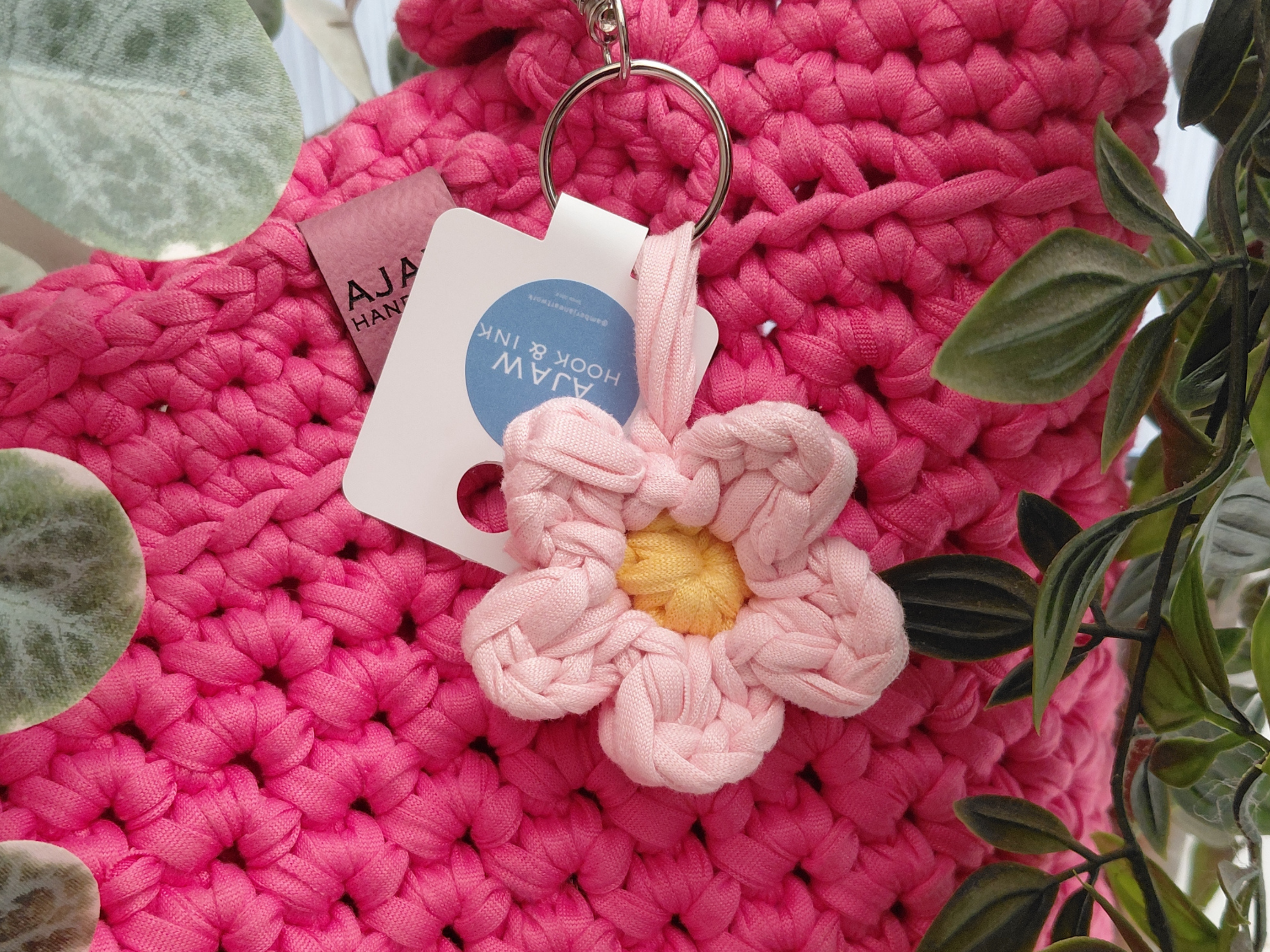 Crochet Daisy Keyring & Bag Charm | Handmade Small Gift