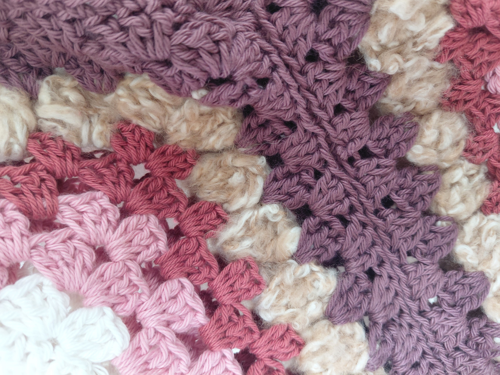Large fluffy crochet granny square tote bag